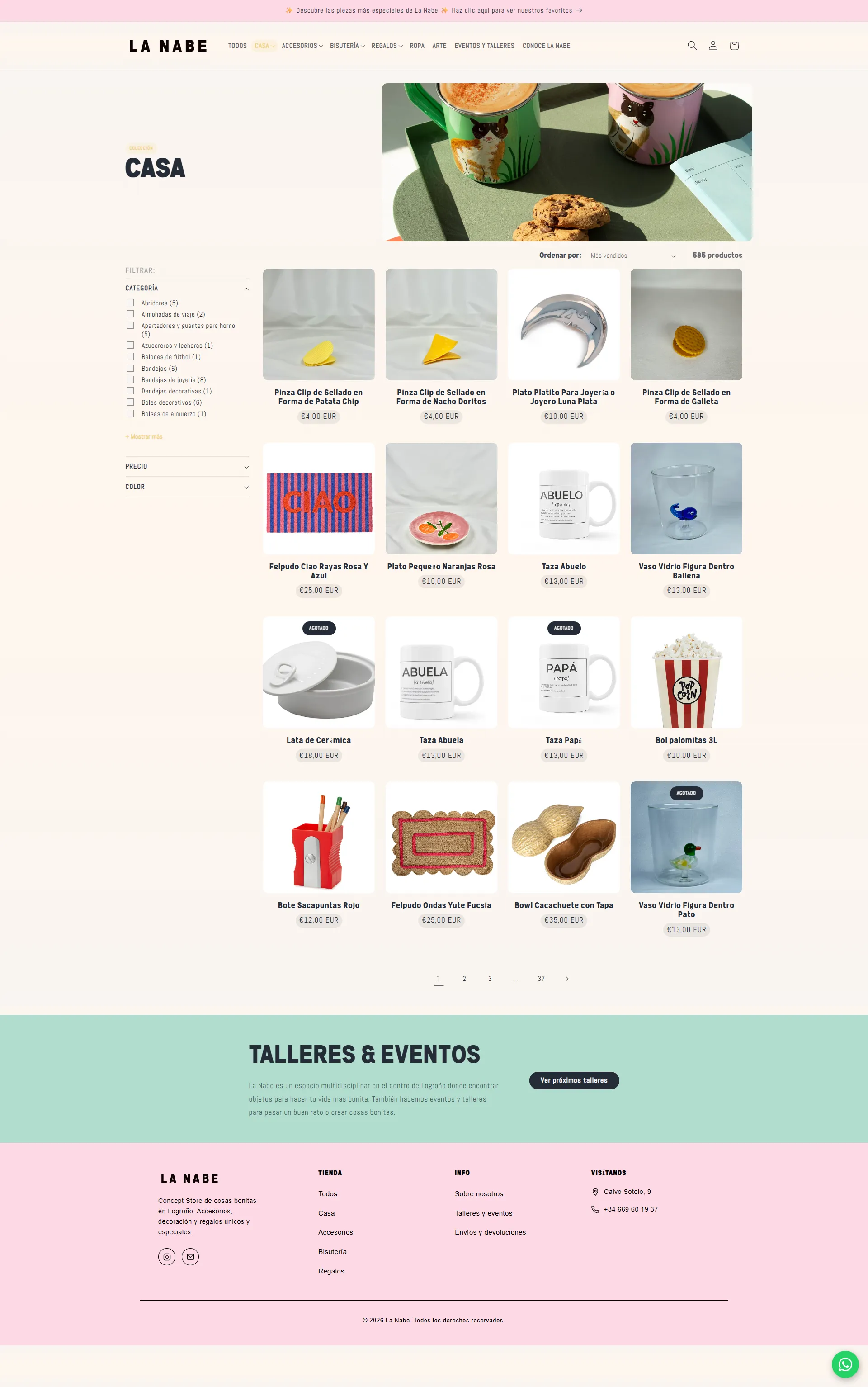 Category page with product-type and recipient-based navigation